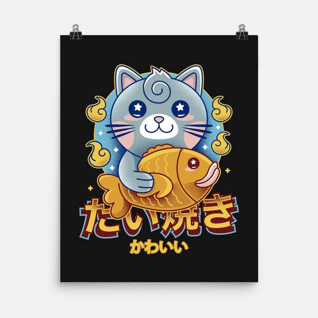 Cat And Taiyaki Kawaii-None-Matte-Poster-LAGELANTEE