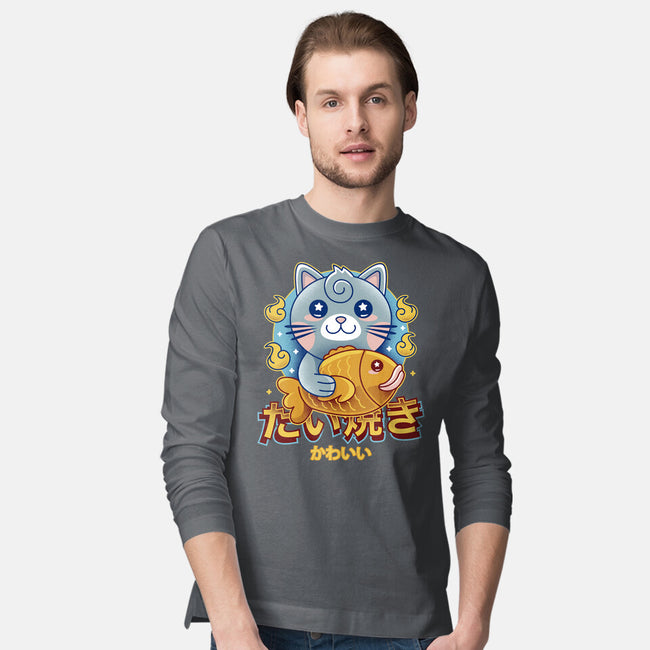 Cat And Taiyaki Kawaii-Mens-Long Sleeved-Tee-LAGELANTEE