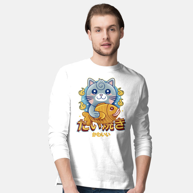 Cat And Taiyaki Kawaii-Mens-Long Sleeved-Tee-LAGELANTEE