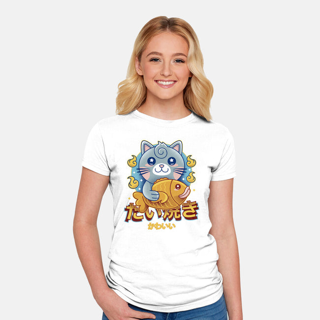 Cat And Taiyaki Kawaii-Womens-Fitted-Tee-LAGELANTEE