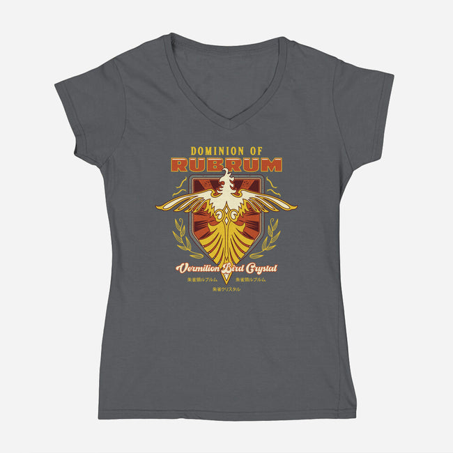 Rubrum Bird Emblem-Womens-V-Neck-Tee-LAGELANTEE