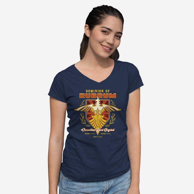 Rubrum Bird Emblem-Womens-V-Neck-Tee-LAGELANTEE