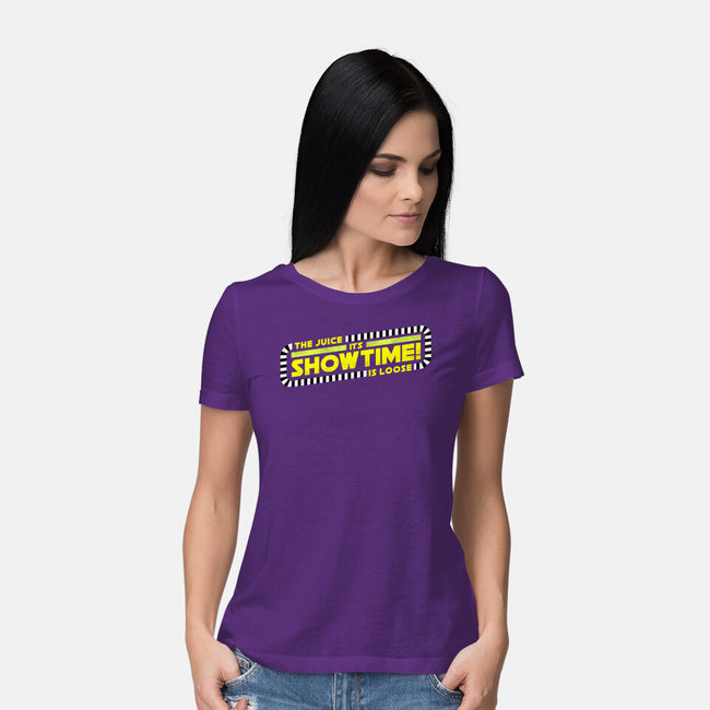 The Juice Is Loose Showtime-Womens-Basic-Tee-rocketman_art