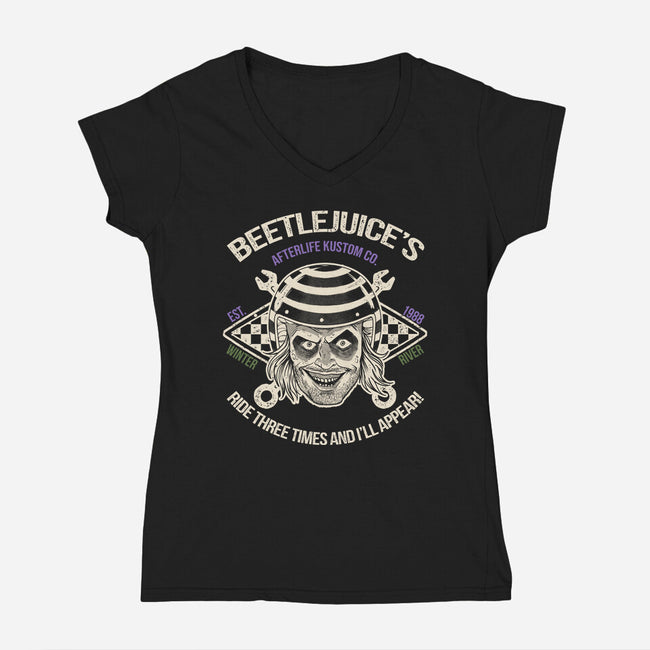 Beetlejuice's Afterlife Kustom-Womens-V-Neck-Tee-Massai