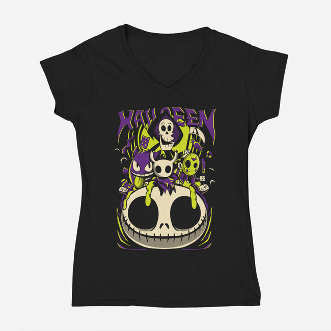 Halloween For All-Womens-V-Neck-Tee-Nihon Bunka