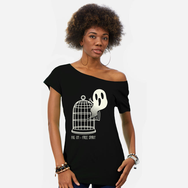 Free Spirit Funny Ghost-Womens-Off Shoulder-Tee-tobefonseca