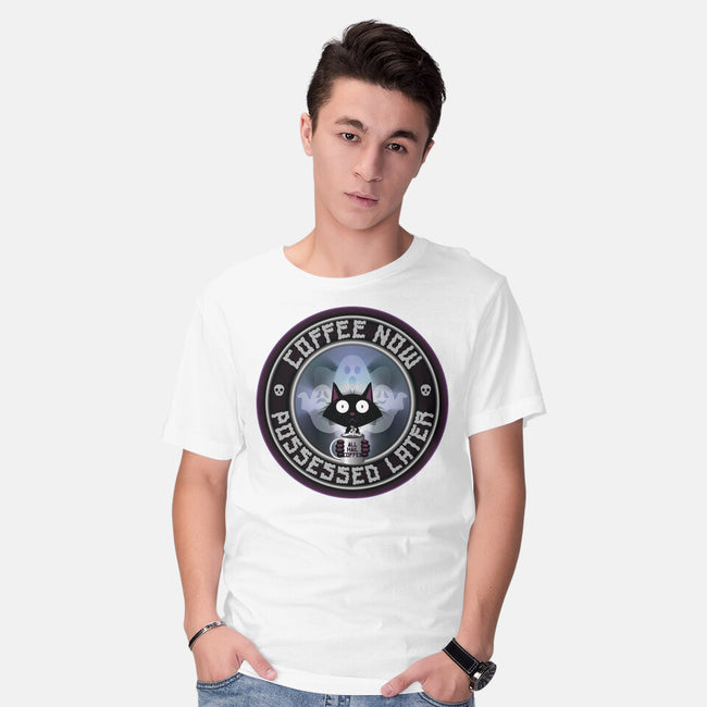 Coffee Now Possessed Later-Mens-Basic-Tee-Whimsical Thinker