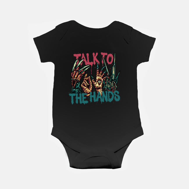 Talk To The Hands-Baby-Basic-Onesie-glitchygorilla