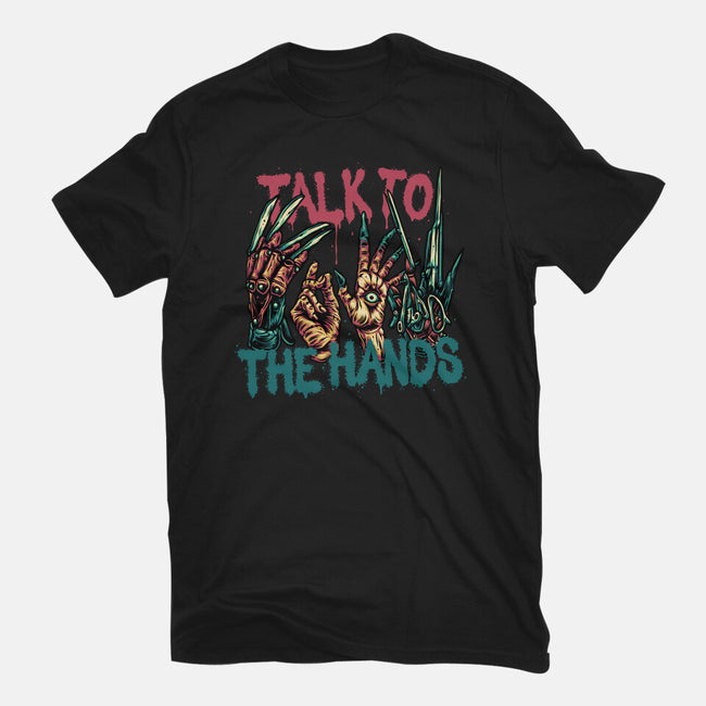 Talk To The Hands-Womens-Basic-Tee-glitchygorilla