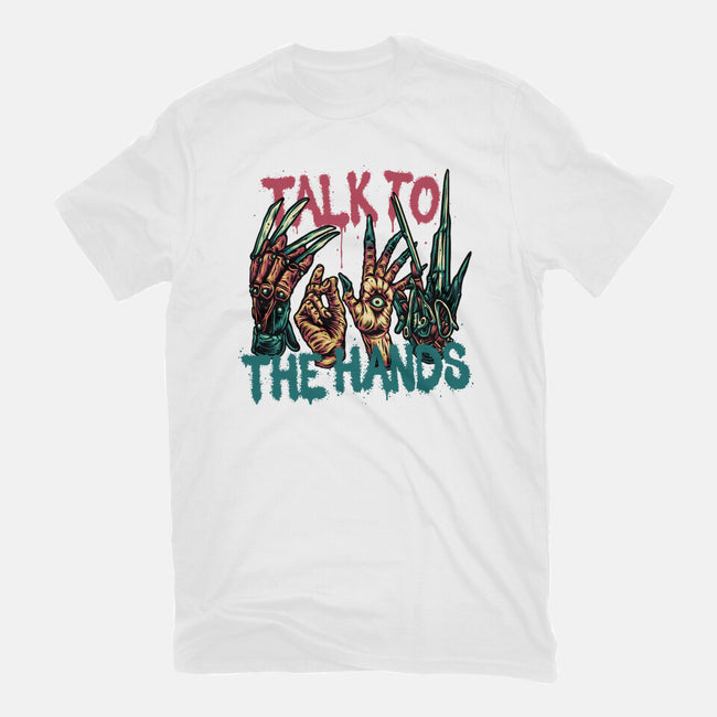 Talk To The Hands-Womens-Basic-Tee-glitchygorilla