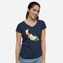 Fox Ghost-Womens-V-Neck-Tee-GloamingFoxes