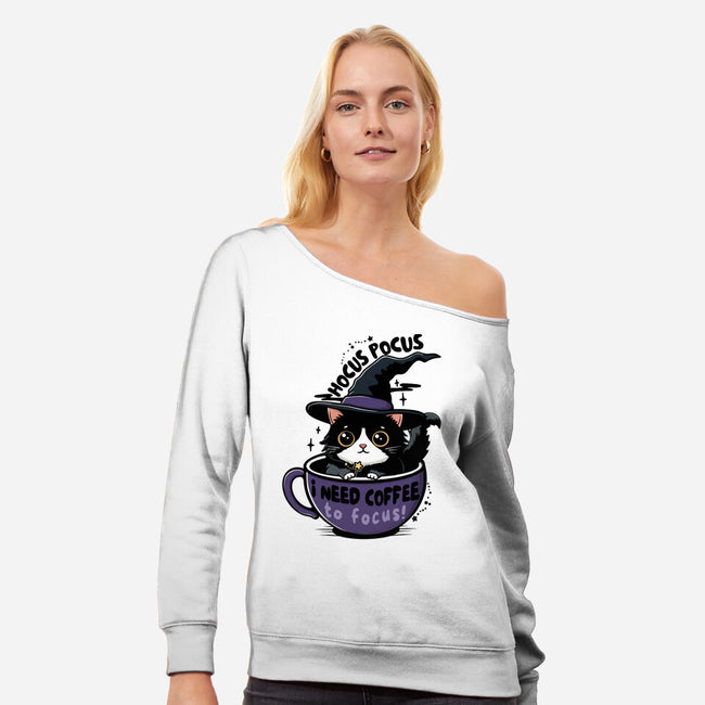 I Need Coffee To Focus-Womens-Off Shoulder-Sweatshirt-Trendlory