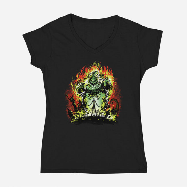 Oogie Balrog-Womens-V-Neck-Tee-zascanauta