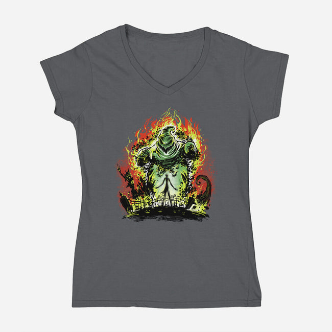 Oogie Balrog-Womens-V-Neck-Tee-zascanauta