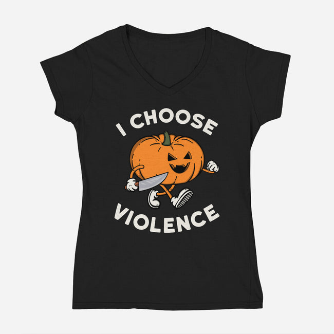 Pumpkin Violence-Womens-V-Neck-Tee-Melonseta