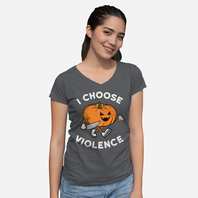 Pumpkin Violence-Womens-V-Neck-Tee-Melonseta