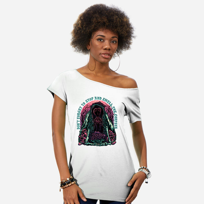 Smell The Corpses-Womens-Off Shoulder-Tee-glitchygorilla