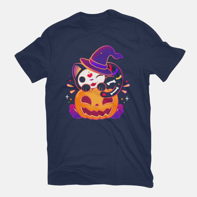 Kitten Witched Pumpkin-Youth-Basic-Tee-Vallina84