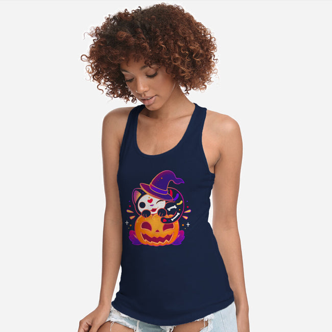 Kitten Witched Pumpkin-Womens-Racerback-Tank-Vallina84