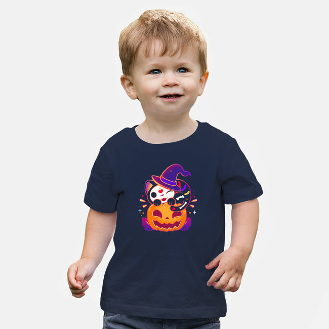 Kitten Witched Pumpkin-Baby-Basic-Tee-Vallina84