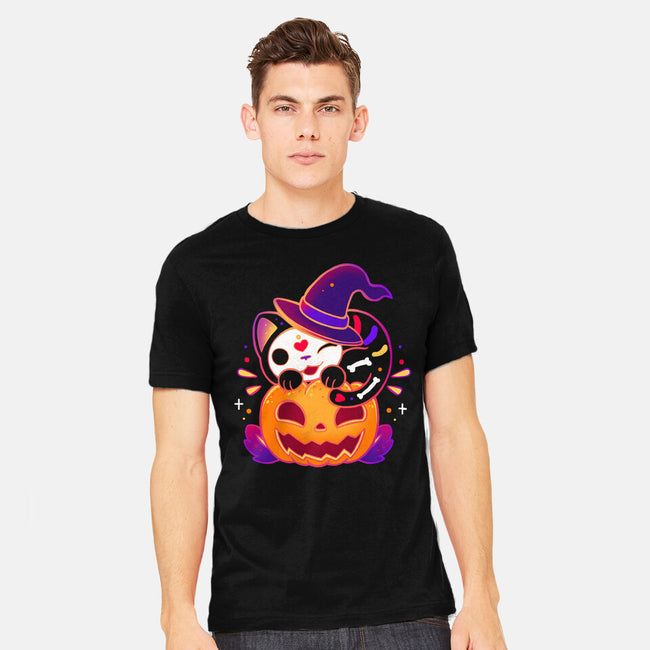 Kitten Witched Pumpkin-Mens-Heavyweight-Tee-Vallina84