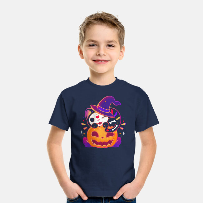 Kitten Witched Pumpkin-Youth-Basic-Tee-Vallina84