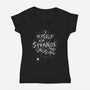 Strange And Unusual Web-Womens-V-Neck-Tee-Nemons