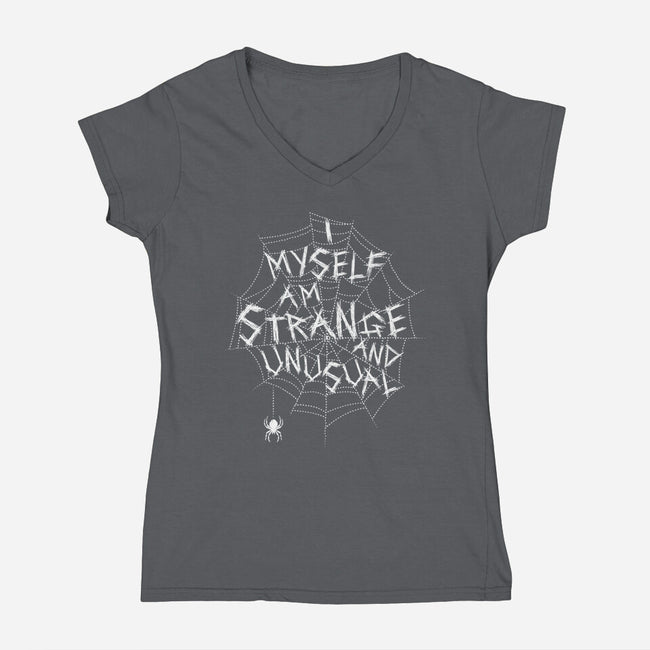 Strange And Unusual Web-Womens-V-Neck-Tee-Nemons