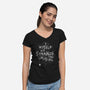 Strange And Unusual Web-Womens-V-Neck-Tee-Nemons