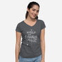 Strange And Unusual Web-Womens-V-Neck-Tee-Nemons