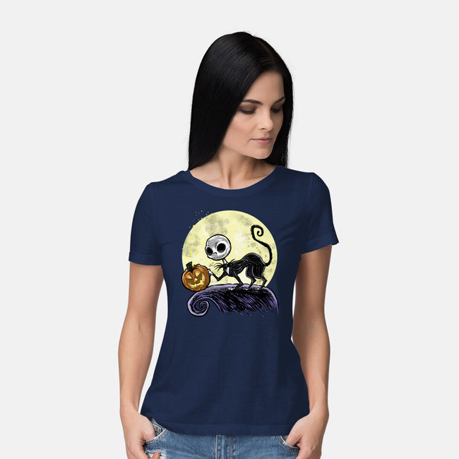 The Game Before Halloween-Womens-Basic-Tee-zascanauta