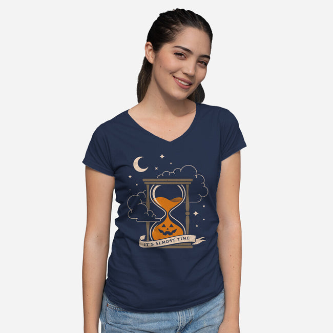 Halloween Is Near-Womens-V-Neck-Tee-dfonseca