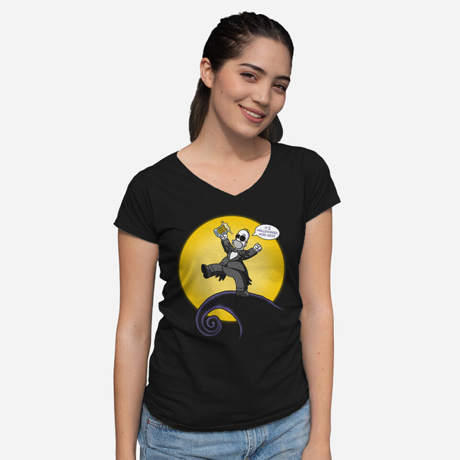 A Nightmare Before Beermas-Womens-V-Neck-Tee-Barbadifuoco