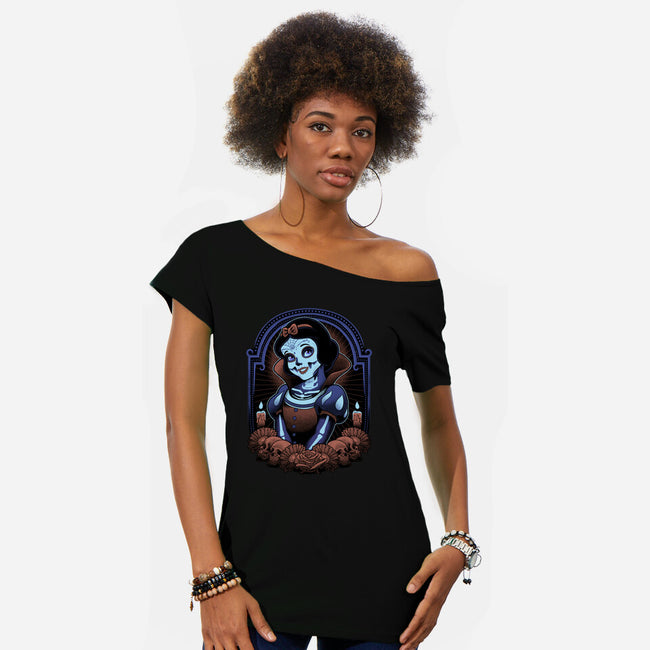 Skull White-Womens-Off Shoulder-Tee-Astrobot Invention