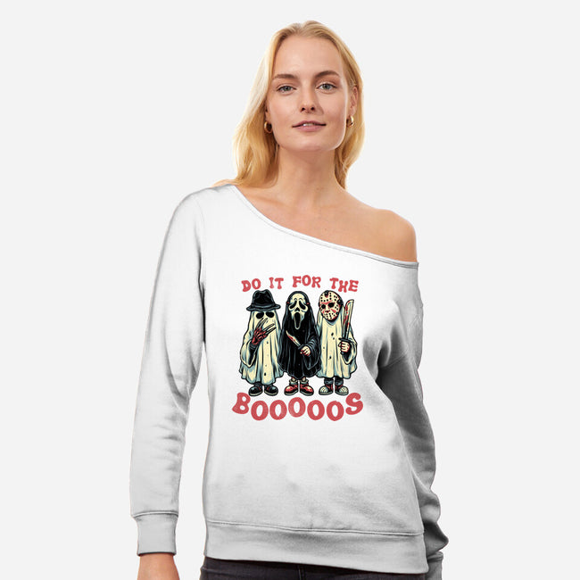 Do It For The Boos-Womens-Off Shoulder-Sweatshirt-glitchygorilla