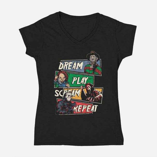 Dream Play Scream-Womens-V-Neck-Tee-turborat14