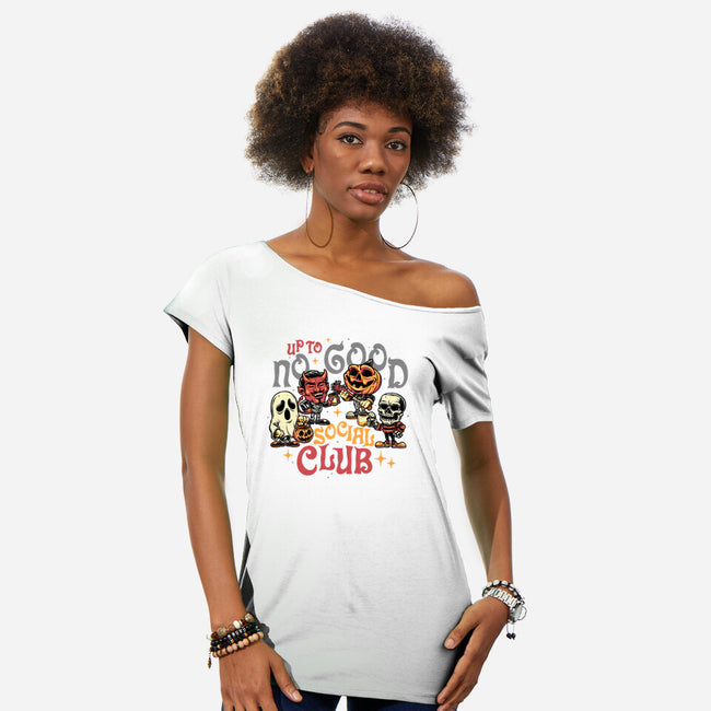 Up To No Good Social Club-Womens-Off Shoulder-Tee-glitchygorilla