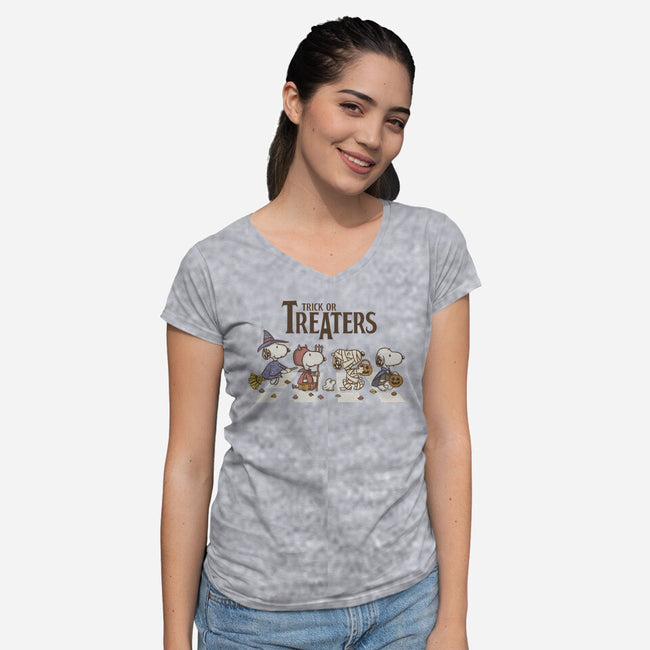 Trick Or Treat Road-Womens-V-Neck-Tee-Xentee