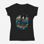 Spooky And Groovy-Womens-V-Neck-Tee-glitchygorilla