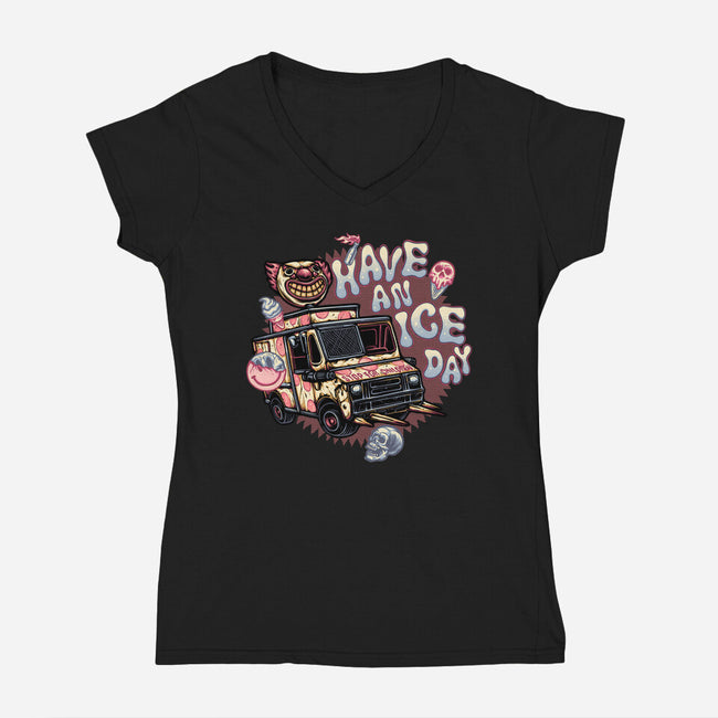 Have An Ice Day-Womens-V-Neck-Tee-glitchygorilla