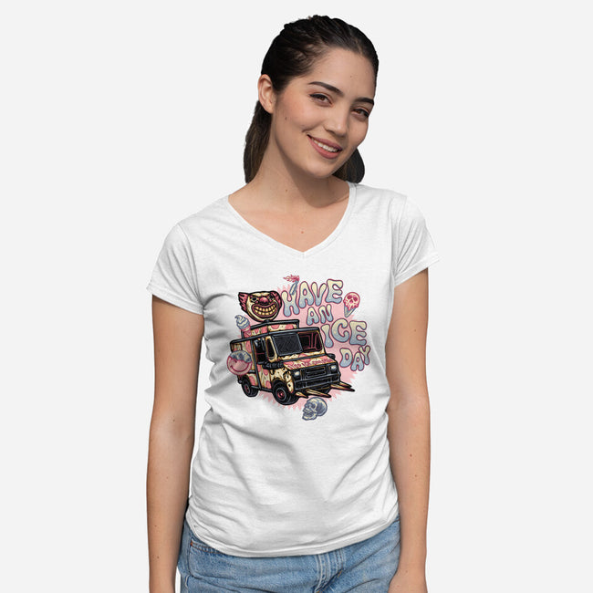 Have An Ice Day-Womens-V-Neck-Tee-glitchygorilla