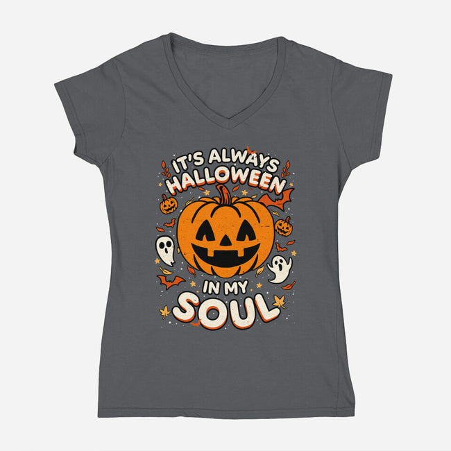 Halloween Soul Pumpkin-Womens-V-Neck-Tee-Studio Mootant