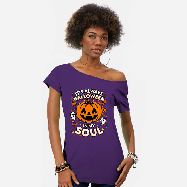 Halloween Soul Pumpkin-Womens-Off Shoulder-Tee-Studio Mootant