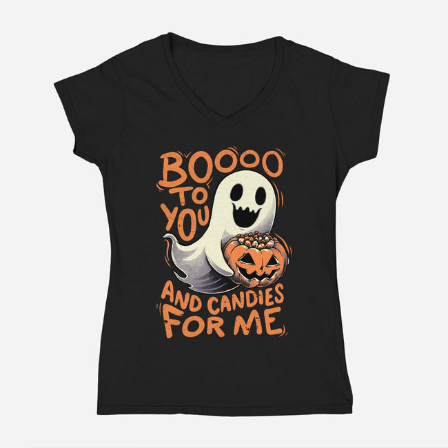 Halloween Ghost Candies-Womens-V-Neck-Tee-Studio Mootant