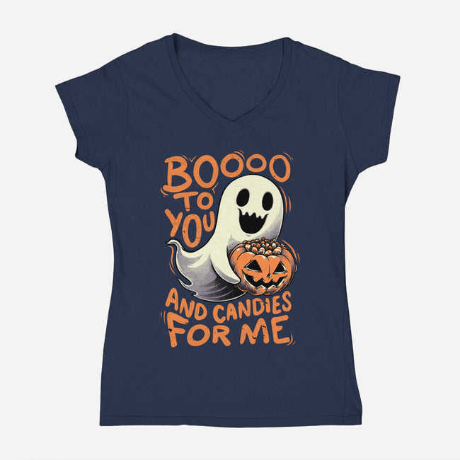 Halloween Ghost Candies-Womens-V-Neck-Tee-Studio Mootant