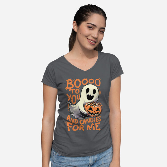 Halloween Ghost Candies-Womens-V-Neck-Tee-Studio Mootant