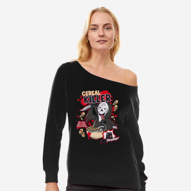 Cereal Literally To Die For-Womens-Off Shoulder-Sweatshirt-Claudia