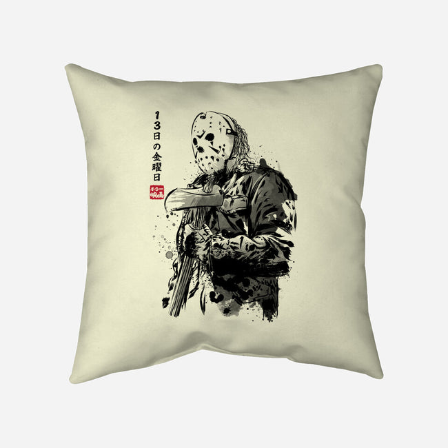 Crystal Lake Killer Sumi-e-None-Removable Cover w Insert-Throw Pillow-DrMonekers