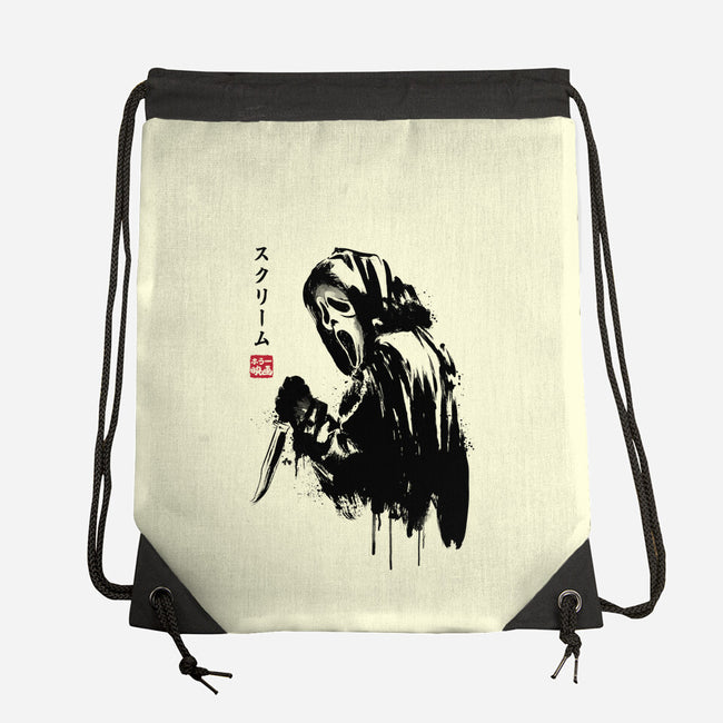 Woodsboro Killer Sumi-e-None-Drawstring-Bag-DrMonekers