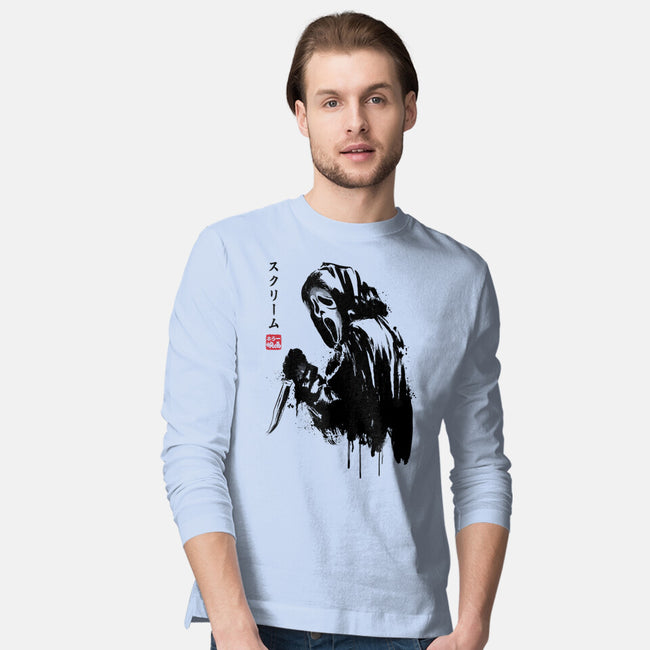 Woodsboro Killer Sumi-e-Mens-Long Sleeved-Tee-DrMonekers